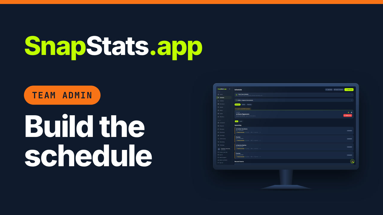 SnapStats how-to video 2: Put your season on the schedule